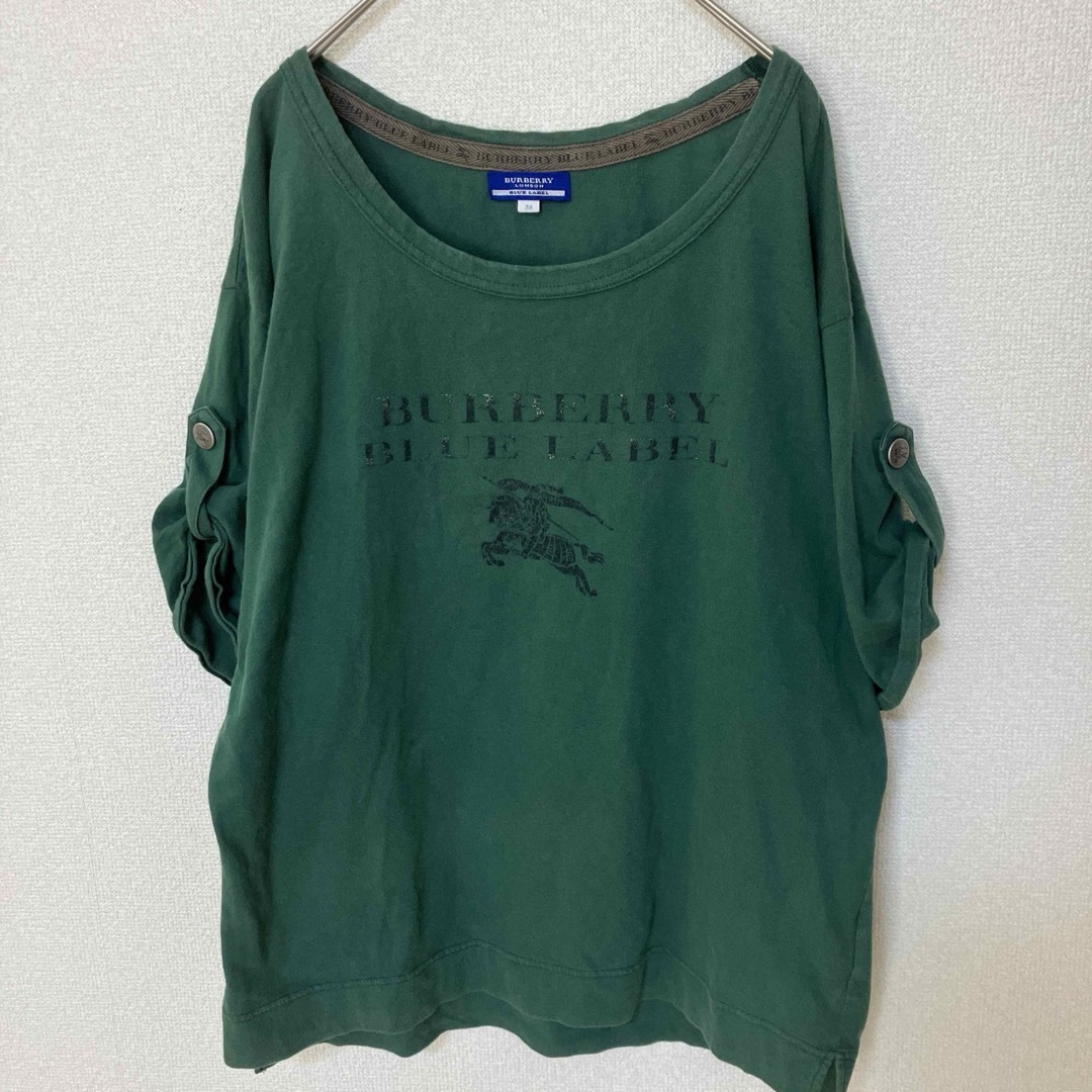 BURBERRY BLUE LABEL(バーバリーブルーレーベル)のBURBERRY BLUE LABEL  Tシャツ　カットソー　緑　サイズ38 レディースのトップス(Tシャツ(半袖/袖なし))の商品写真