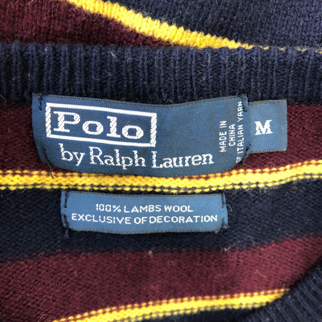 POLO RALPH LAUREN(ポロラルフローレン)の90年代~ Polo by Ralph Lauren ポロ ラルフローレン クルーネックニット セーター ボーダー マルチカラー (メンズ M) 中古 古着 Q0858 メンズのトップス(ニット/セーター)の商品写真