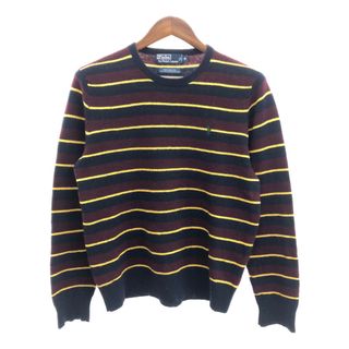 ポロラルフローレン(POLO RALPH LAUREN)の90年代~ Polo by Ralph Lauren ポロ ラルフローレン クルーネックニット セーター ボーダー マルチカラー (メンズ M) 中古 古着 Q0858(ニット/セーター)