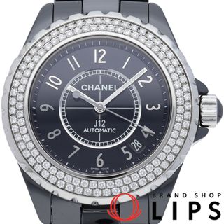 CHANEL - シャネル J12 ウォッチ 38mm ダイヤベゼル オートマチック J12 H0950 箱 保証書 セラミック メンズ時計 ブラック 仕上げ済 美品 【中古】