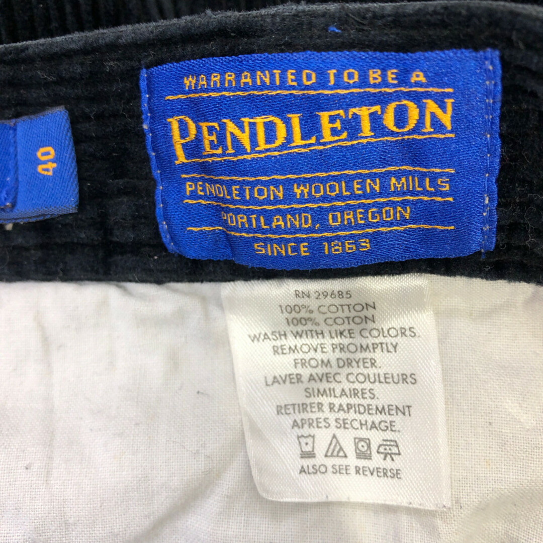 PENDLETON(ペンドルトン)のPENDLETON ペンドルトン 2タック コーデュロイパンツ ボトムス ブラック (メンズ 40) 中古 古着 Q0865 メンズのパンツ(その他)の商品写真