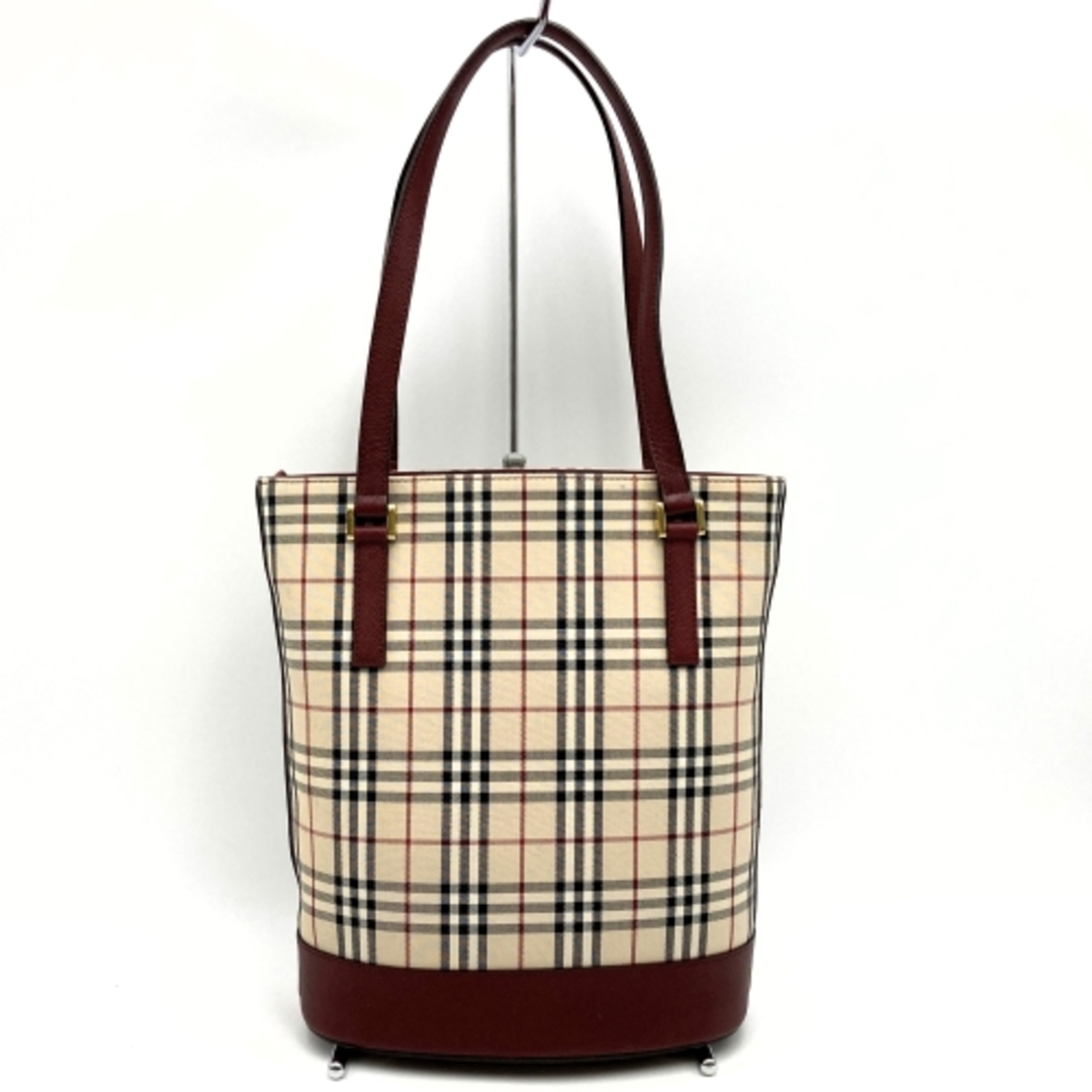 BURBERRY(バーバリー)のバーバリー トートバッグ ハンドバッグ ノバチェック ベージュ キャンバス レザー BURBERRY【中古】 レディースのバッグ(トートバッグ)の商品写真