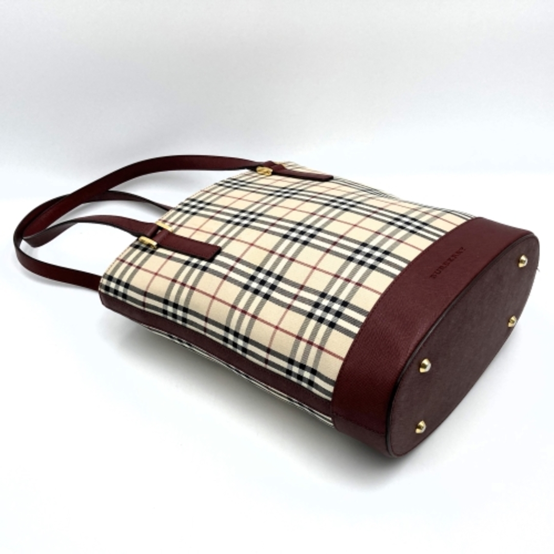 BURBERRY(バーバリー)のバーバリー トートバッグ ハンドバッグ ノバチェック ベージュ キャンバス レザー BURBERRY【中古】 レディースのバッグ(トートバッグ)の商品写真