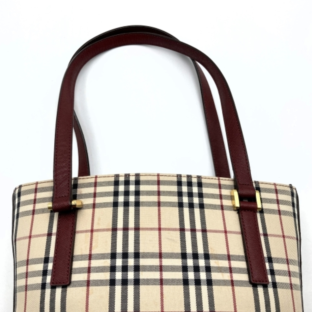 BURBERRY(バーバリー)のバーバリー トートバッグ ハンドバッグ ノバチェック ベージュ キャンバス レザー BURBERRY【中古】 レディースのバッグ(トートバッグ)の商品写真