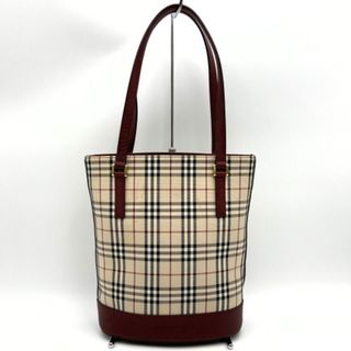 バーバリー(BURBERRY)のバーバリー トートバッグ ハンドバッグ ノバチェック ベージュ キャンバス レザー BURBERRY【中古】(トートバッグ)