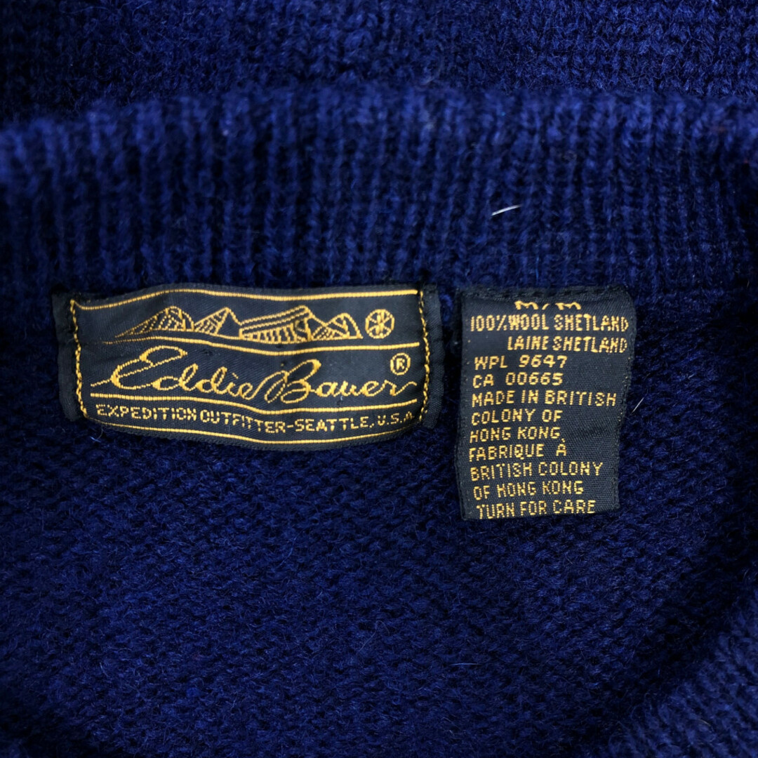 Eddie Bauer(エディーバウアー)の80年代 Eddie Bauer エディーバウアー ウールニット セーター トップス アウトドア アーガイル ブルー (メンズ M/M) 中古 古着 Q0890 メンズのトップス(ニット/セーター)の商品写真