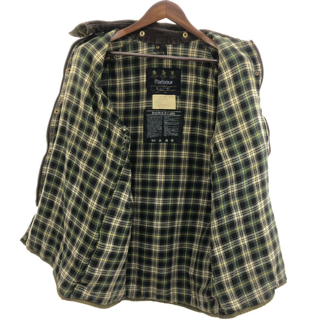 Barbour(バーブァー)の90年代 イングランド製 Barbour バブアー BEAUFORT ビューフォート オイルドジャケット ユーロ グリーン (メンズ 107CM) 中古 古着 Q0900 メンズのジャケット/アウター(その他)の商品写真