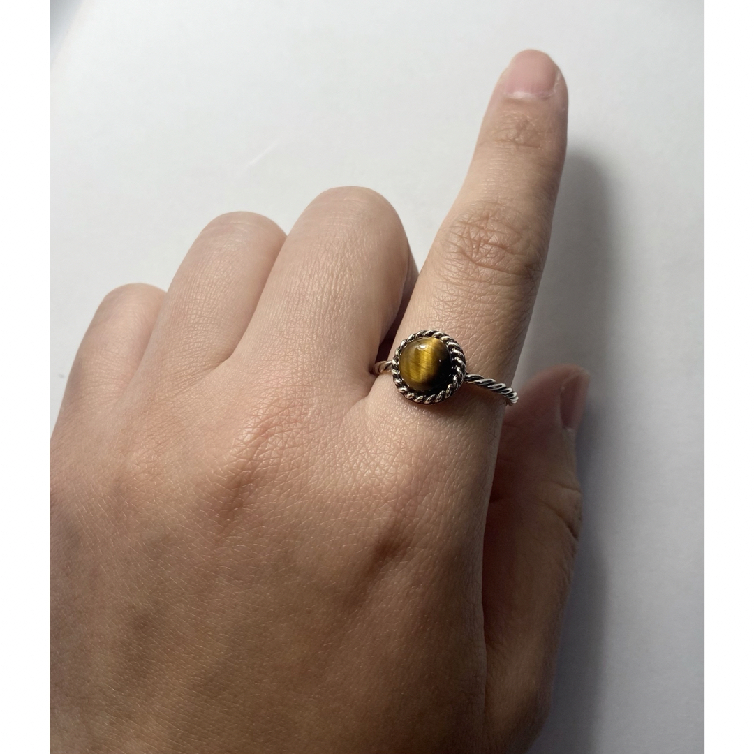 SILVER天然石リング虎目　指輪男女兼用シルバー925タイガーアイ金運アップえ メンズのアクセサリー(リング(指輪))の商品写真