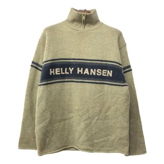 ヘリーハンセン(HELLY HANSEN)のHELLY HANSEN ヘリーハンセン ロゴ ハーフジップ ウール セーター ベージュ (メンズ XL) 中古 古着 Q0947(ニット/セーター)