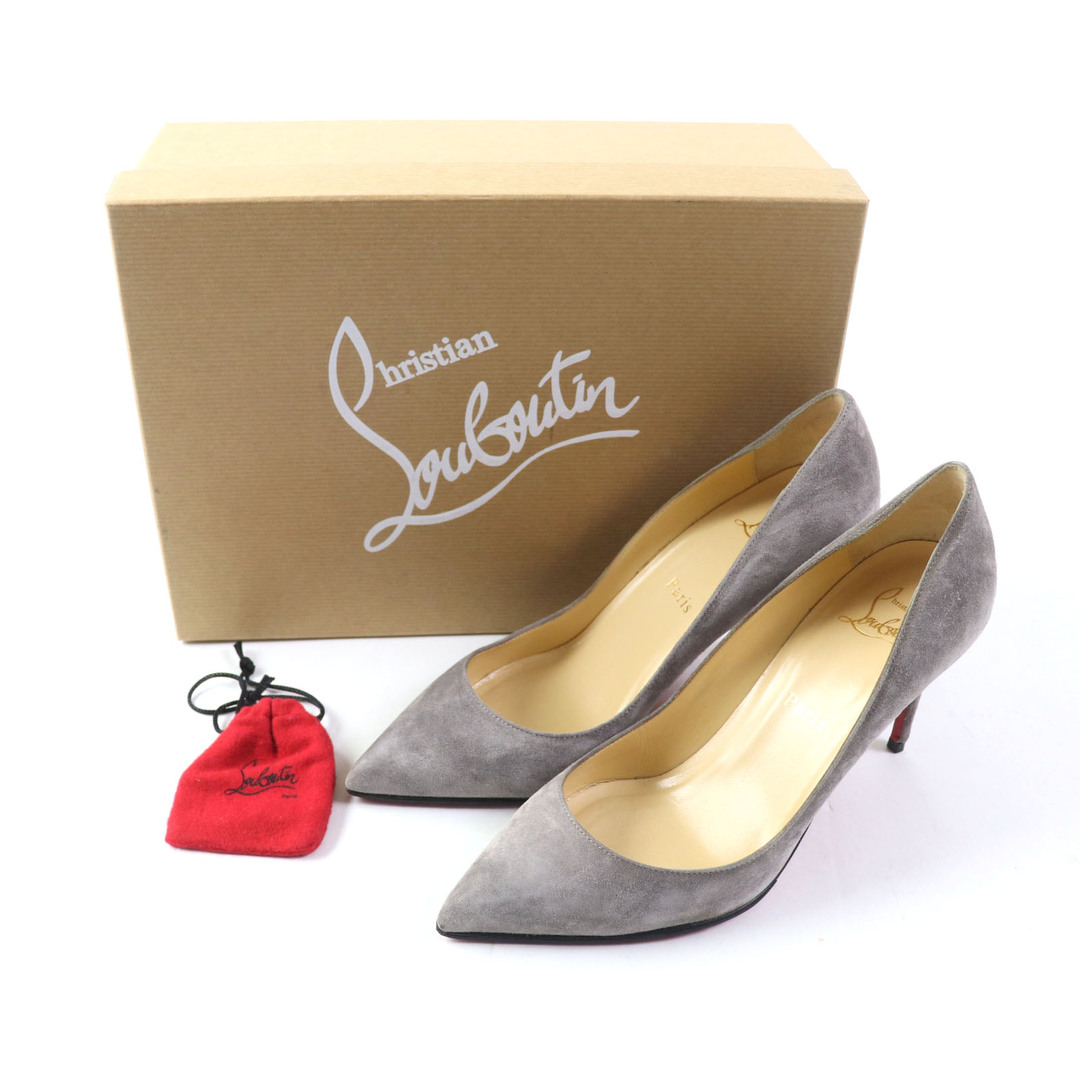 Christian Louboutin(クリスチャンルブタン)の美品 Christian Louboutin クリスチャンルブタン PIGALLE FOLLIES 85 VEAU VELORS スウェードレザー ポインテッドトゥ ピンヒール パンプス STORM（グレー） 37 箱付き レディース レディースの靴/シューズ(ハイヒール/パンプス)の商品写真