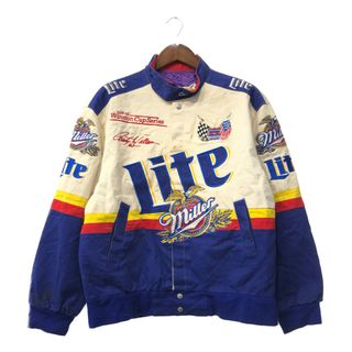 90年代 USA製 Jeff Hamilton ジェフ ハミルトン NASCAR ナスカー MILLER LITE レーシングジャケット (メンズ L) 中古 古着 Q0957(その他)