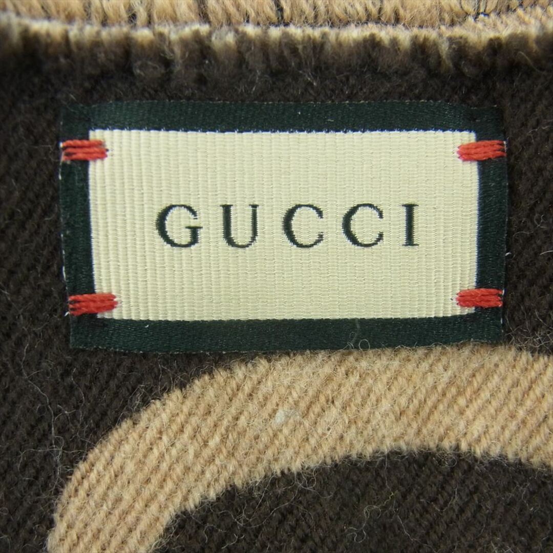 Gucci(グッチ)のGUCCI グッチ 495592 GGジャカード バイカラー ウール シルク マフラー ストール ブラウン系 35 × 190【中古】 メンズのファッション小物(マフラー)の商品写真