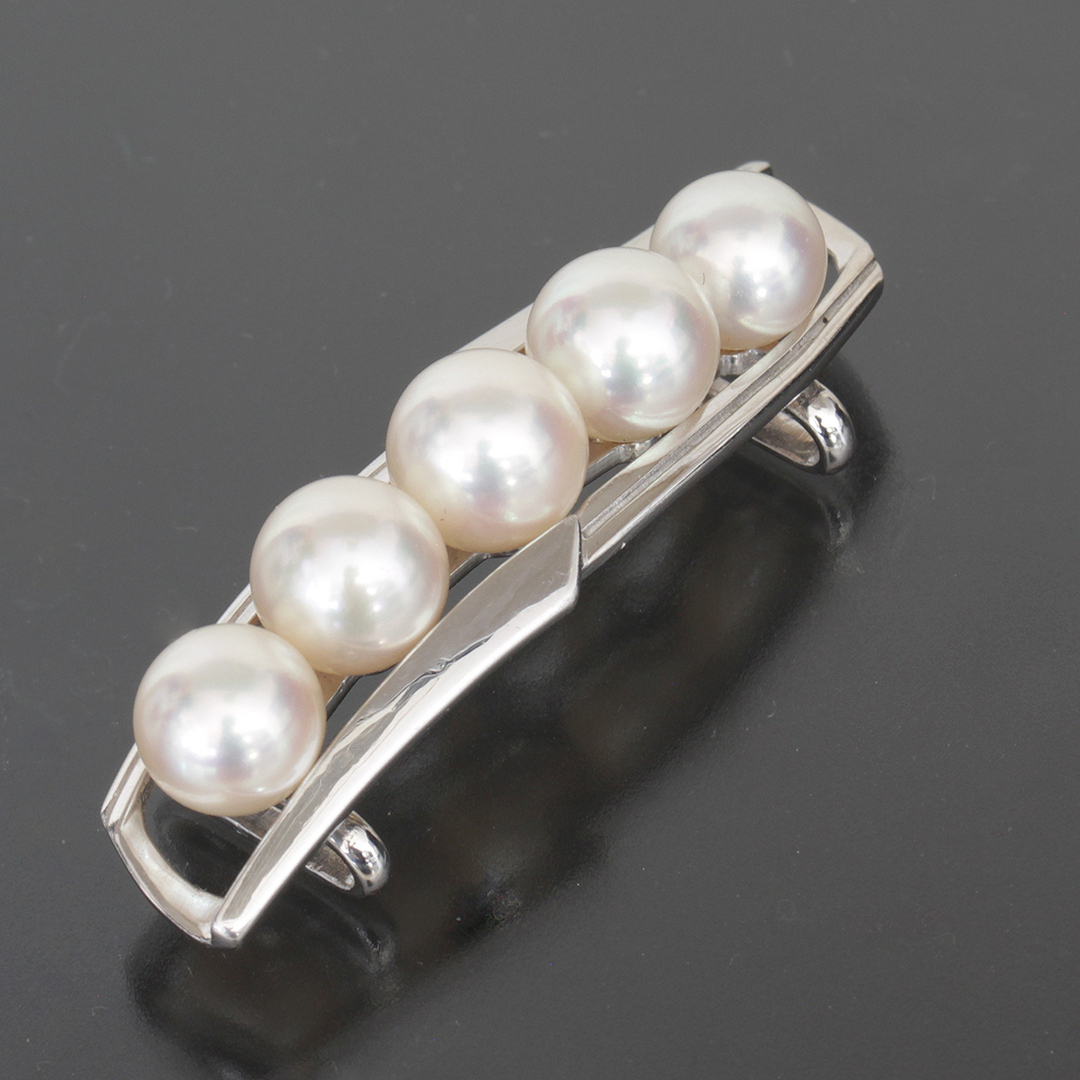 MIKIMOTO(ミキモト)のミキモト MIKIMOTO アコヤパール5玉 帯留め K14WG E0864 レディースのアクセサリー(ブローチ/コサージュ)の商品写真