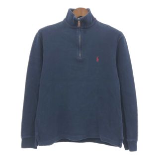 ポロラルフローレン(POLO RALPH LAUREN)のPolo by Ralph Lauren ラルフローレン ハーフジップ ドライバーズニット セーター ワンポイントロゴ ネイビー (メンズ S) 中古 古着 Q0970(ニット/セーター)