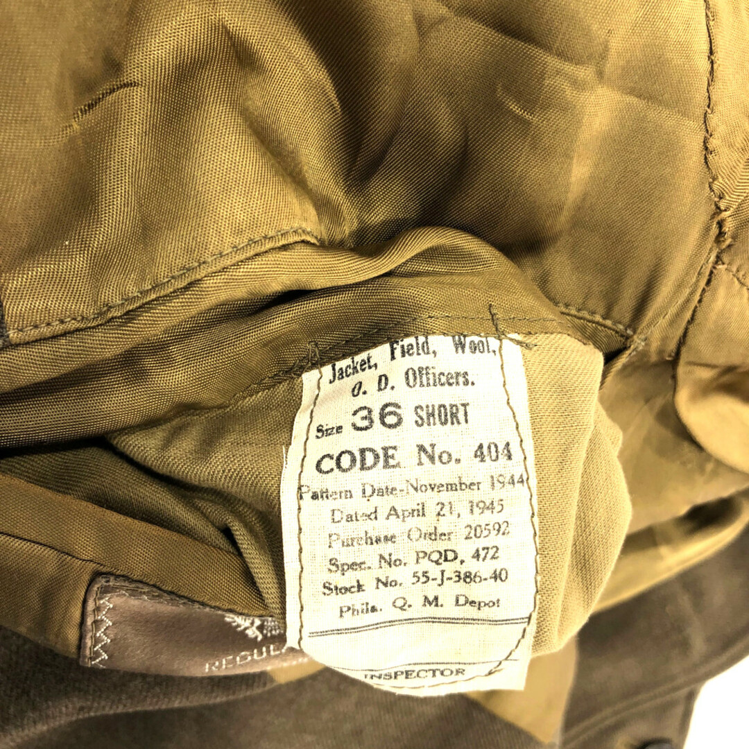 40年代 米軍実物 U.S.ARMY M44 フィールドジャケット アイクジャケット ヴィンテージ ミリタリー (メンズ 36-SHORT) 中古 古着 Q0981 メンズのジャケット/アウター(ミリタリージャケット)の商品写真