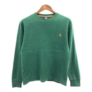 ポロラルフローレン(POLO RALPH LAUREN)のPolo by Ralph Lauren ラルフローレン スリープウェア サーマル 長袖Ｔシャツ ワンポイントロゴ グリーン (メンズ L) 中古 古着 Q0988(Tシャツ/カットソー(七分/長袖))