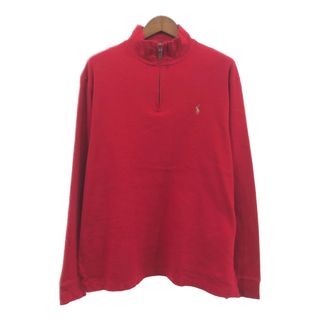 ポロラルフローレン(POLO RALPH LAUREN)のPolo by Ralph Lauren ポロ ラルフローレン ハーフジップ コットンニット セーター ハーフジップ レッド (メンズ XL) 中古 古着 Q1018(ニット/セーター)