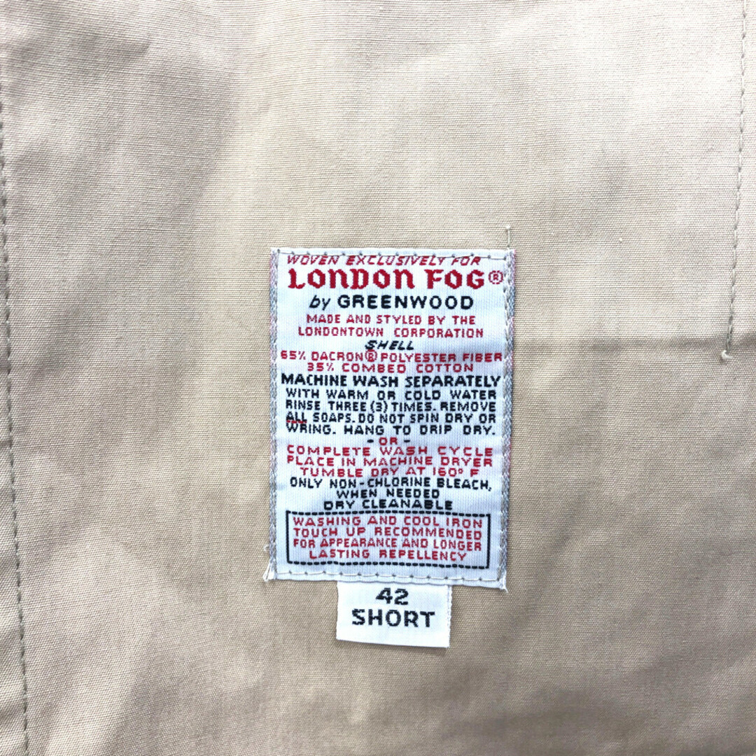 【B品】 80年代 USA製 London Fog ロンドンフォグ トレンチコート ベージュ (メンズ 42 SHORT) 中古 古着 Q1022 メンズのジャケット/アウター(トレンチコート)の商品写真