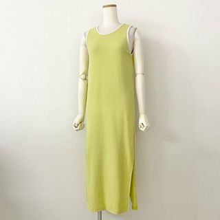 ビューティアンドユースユナイテッドアローズ(BEAUTY&YOUTH UNITED ARROWS)の50c21 6 ROKU ロク BICOLOR DRESS バイカラードレス ワンピース 36 イエロー スリット入り ノースリーブ UNITED ARROWS(ひざ丈ワンピース)