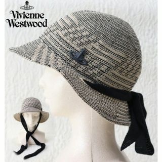 ヴィヴィアンウエストウッド(Vivienne Westwood)の新品【ヴィヴィアンウエストウッド】麻 サーモジャカード リボンハットS-M調節可(ハット)