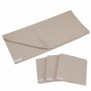 【色: 40×70cm,3枚(ベージュ)】キッチンタオル キッチンクロス 一般的(その他)