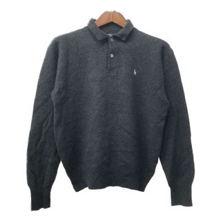 ポロラルフローレン(POLO RALPH LAUREN)の90年代 Polo by Ralph Lauren ポロ ラルフローレン ニット ポロシャツ セーター ワンポイントロゴ グレー (メンズ M) 中古 古着 Q1101(ニット/セーター)