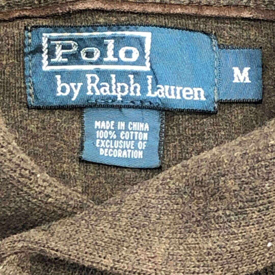 POLO RALPH LAUREN(ポロラルフローレン)のPolo by Ralph Lauren ポロ ラルフローレン ショールカラー ニット セーター エルボーパッチ ブラウン (メンズ M) 中古 古着 Q1102 メンズのトップス(ニット/セーター)の商品写真