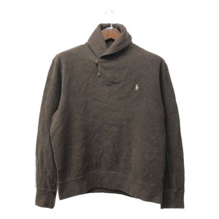 ポロラルフローレン(POLO RALPH LAUREN)のPolo by Ralph Lauren ポロ ラルフローレン ショールカラー ニット セーター エルボーパッチ ブラウン (メンズ M) 中古 古着 Q1102(ニット/セーター)