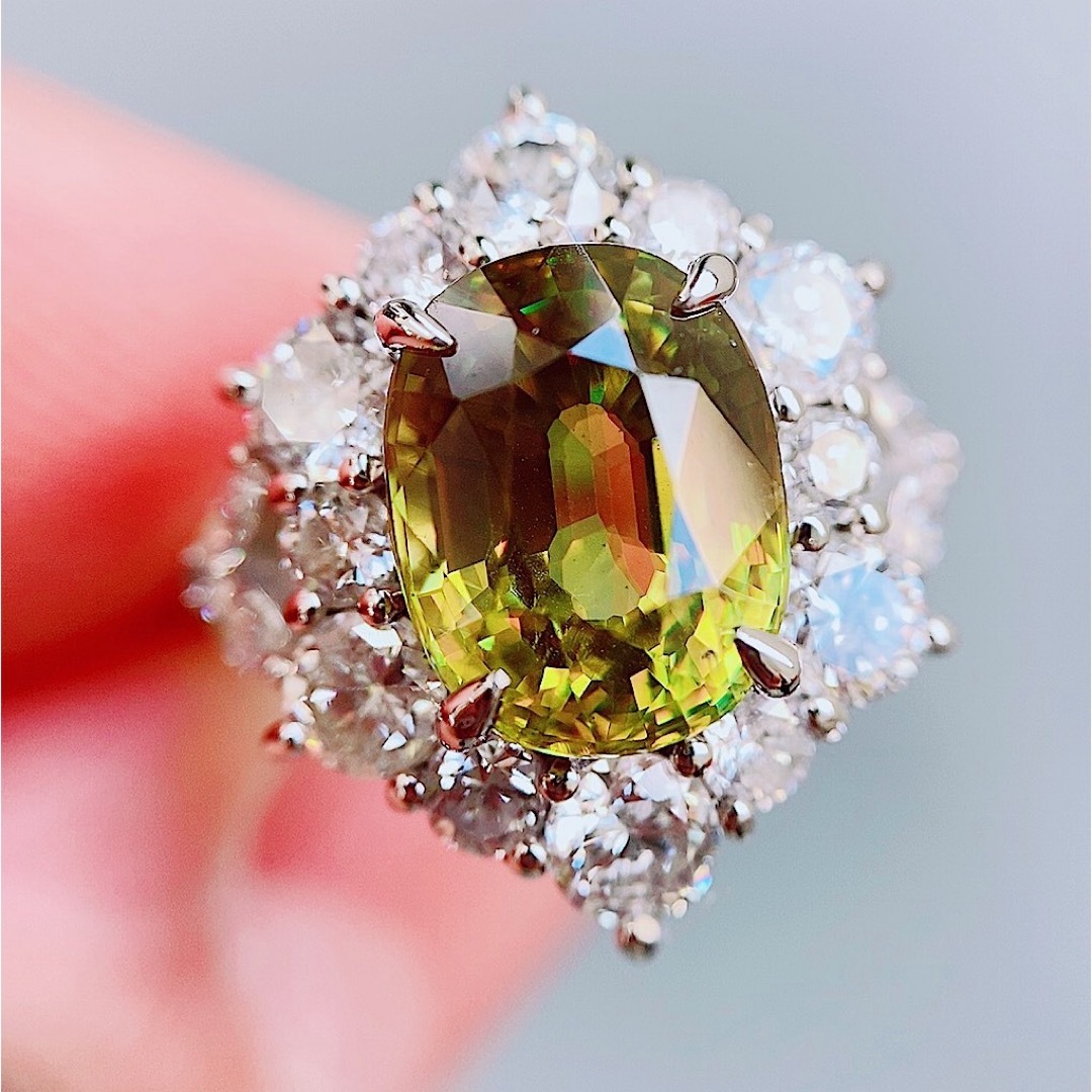★4.21ct★✨大粒スフェーン1.85ctダイヤモンドプラチナリング指輪 レディースのアクセサリー(リング(指輪))の商品写真