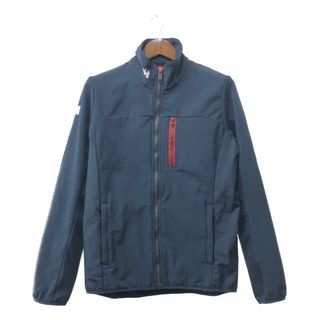 ヘリーハンセン(HELLY HANSEN)のHELLY HANSEN ヘリーハンセン ロゴ ソフトシェルジャケット アウトドア ネイビー (メンズ M) 中古 古着 Q1115(その他)