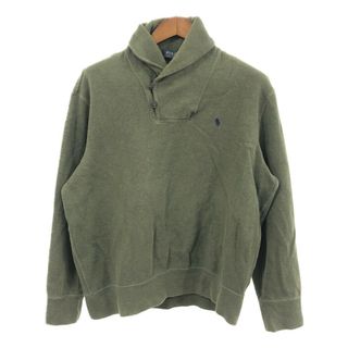 ポロラルフローレン(POLO RALPH LAUREN)のPolo by Ralph Lauren ポロ ラルフローレン ワンポイントロゴ ショールカラー コットン セーター カーキ (メンズ L) 中古 古着 Q1137(ニット/セーター)