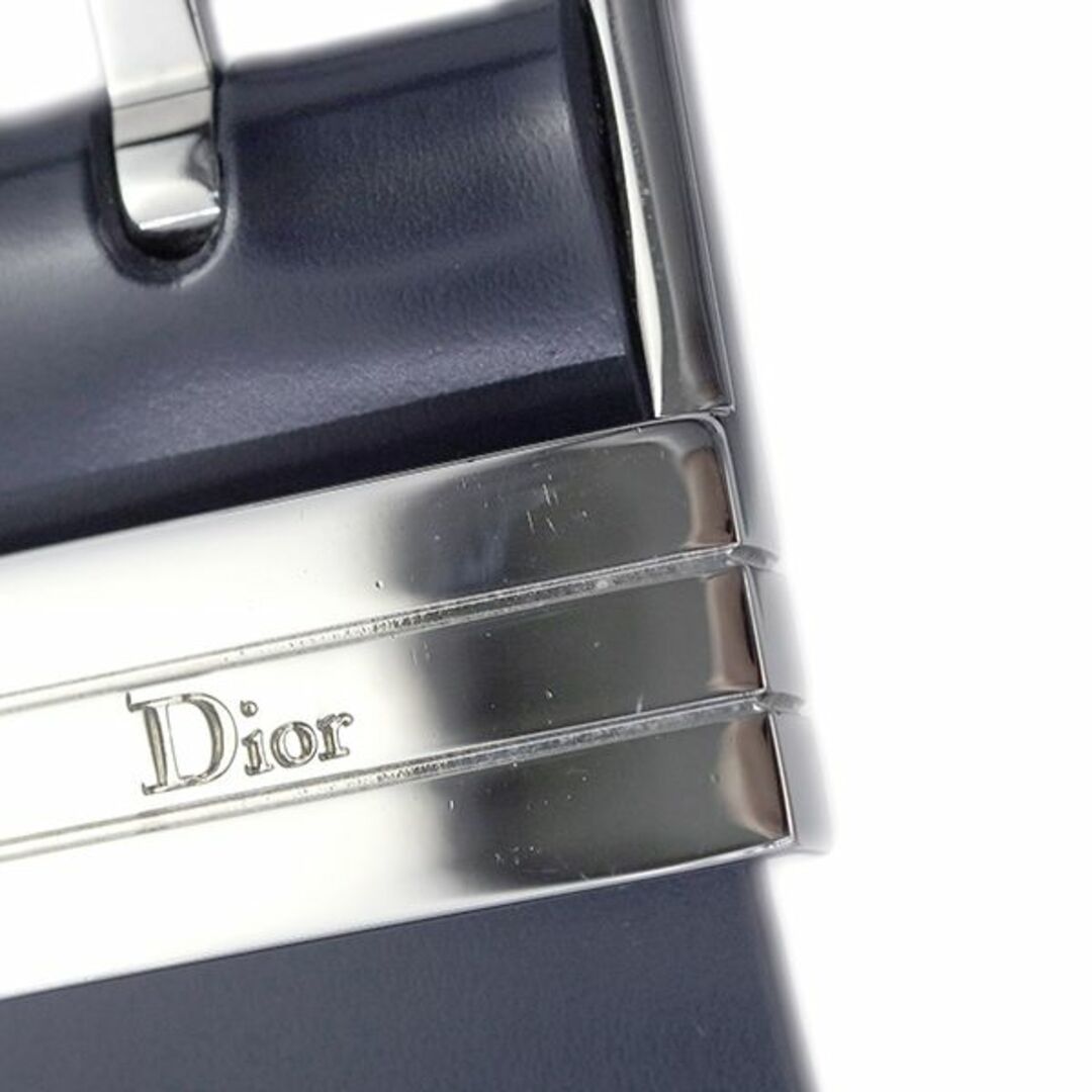 Dior(ディオール)のディオール ロゴベルト 20MM ブラッシュドカーフレザー ネイビー 青 シルバー 未使用 4445 メンズのファッション小物(ベルト)の商品写真