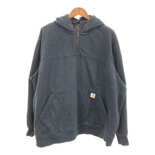 カーハート(carhartt)のCarhartt カーハート ハーフジップ フーディー パーカー ネイビー (メンズ 3XL) 中古 古着 Q1141(パーカー)