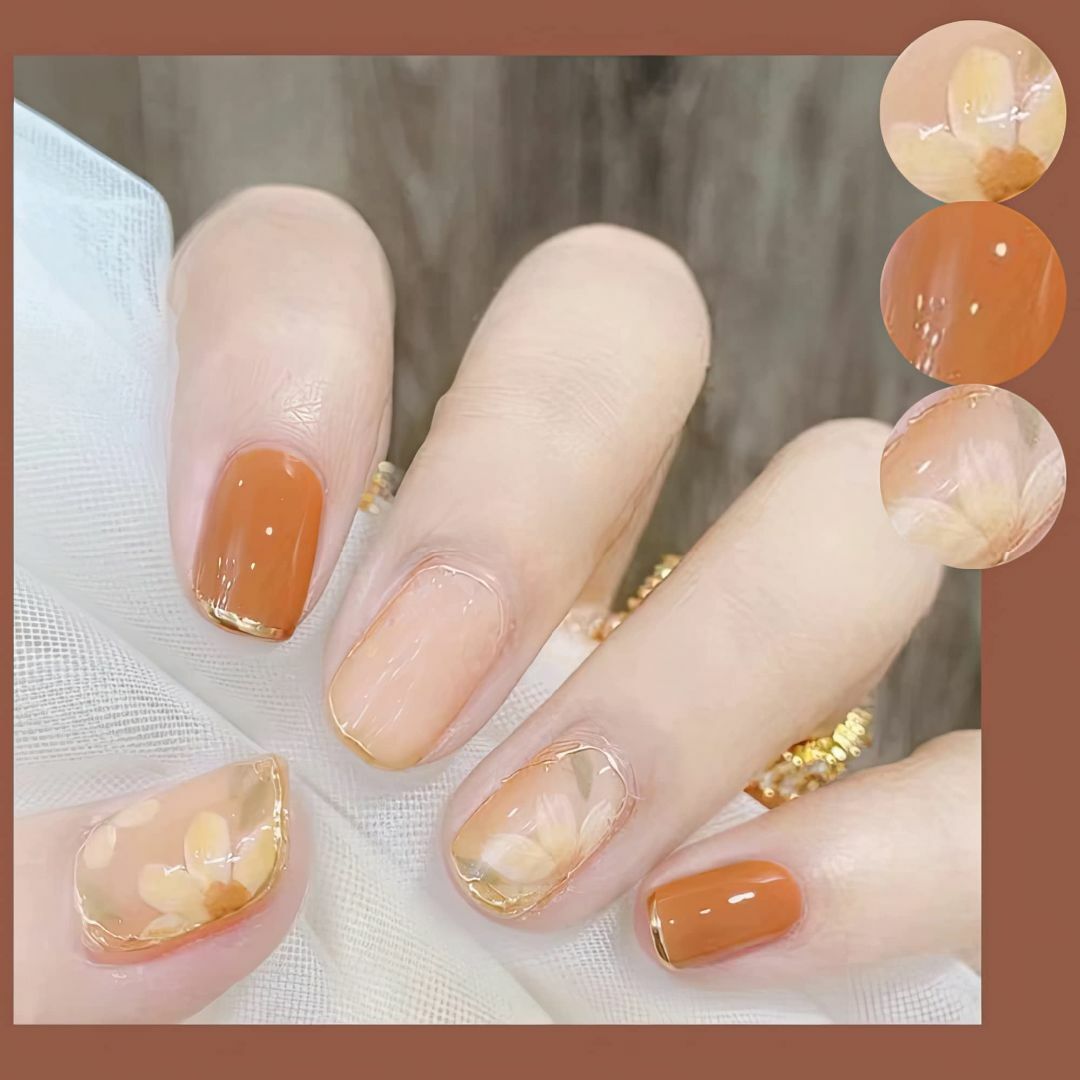 【色: #2-オレンジ】Sun&Beam Nails ネイルチップ ミディアム  コスメ/美容のネイル(ネイルケア)の商品写真