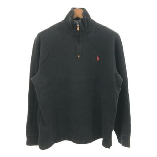 ポロラルフローレン(POLO RALPH LAUREN)のPolo by Ralph Lauren ポロ ラルフローレン ハーフジップ セーター ブラック (メンズ L) 中古 古着 Q1144(ニット/セーター)