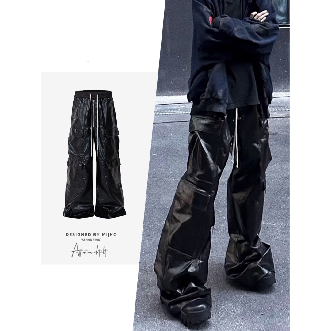 Rick Owens(リックオウエンス)の期間限定値下げ中　メンズ　コーティング　ワイドフレア　カーゴパンツ メンズのパンツ(ワークパンツ/カーゴパンツ)の商品写真