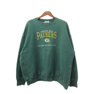 リー(Lee)の90年代 USA製 Lee リー NFL グリーンベイ・パッカーズ スウェット グリーン (メンズ 2XL) 中古 古着 Q1191(スウェット)