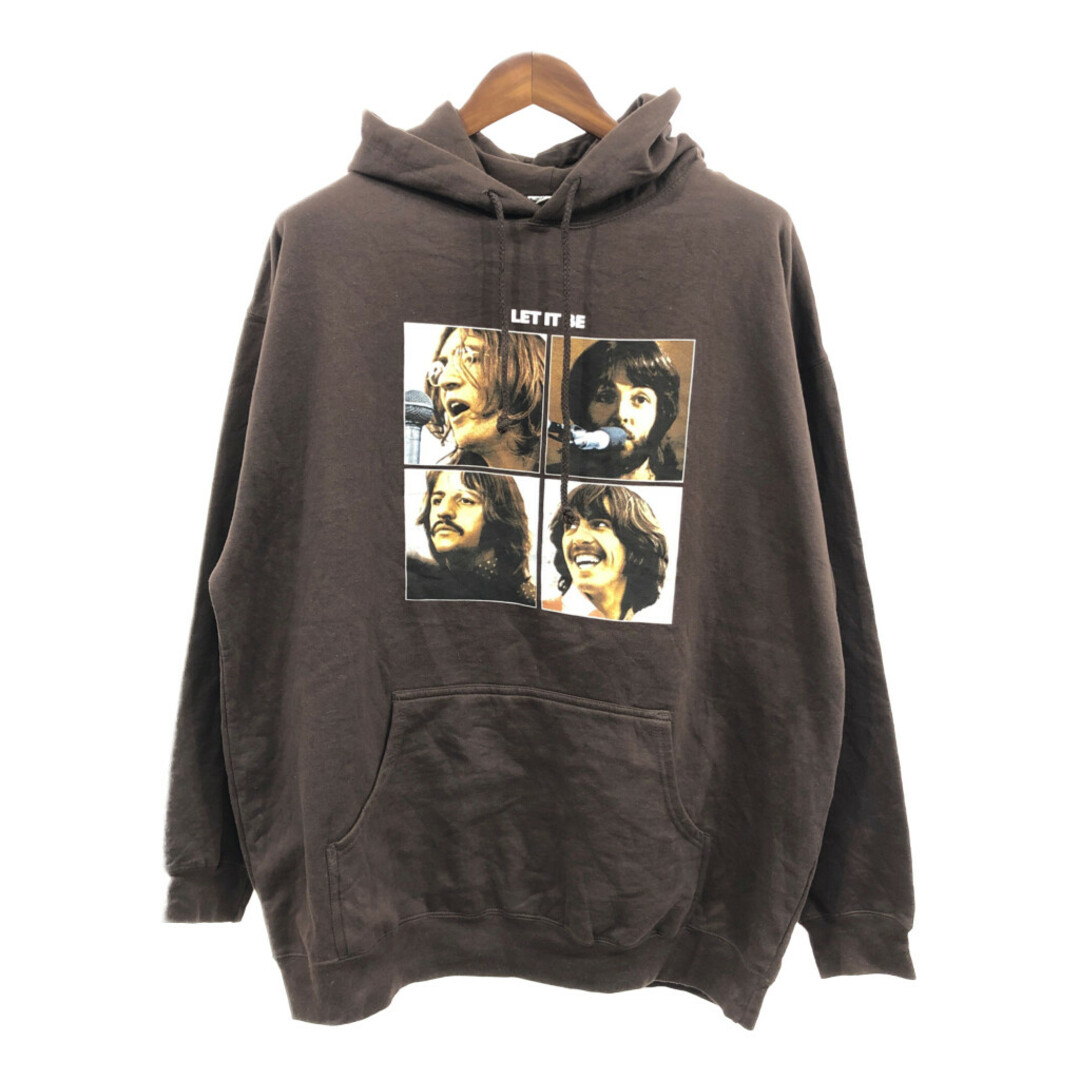 2000年代～ THE BEATLES ザ・ビートルズ LET IT BE スウェット パーカー バンド ブラウン (メンズ X-LARGE) 中古 古着 Q1214 メンズのトップス(パーカー)の商品写真