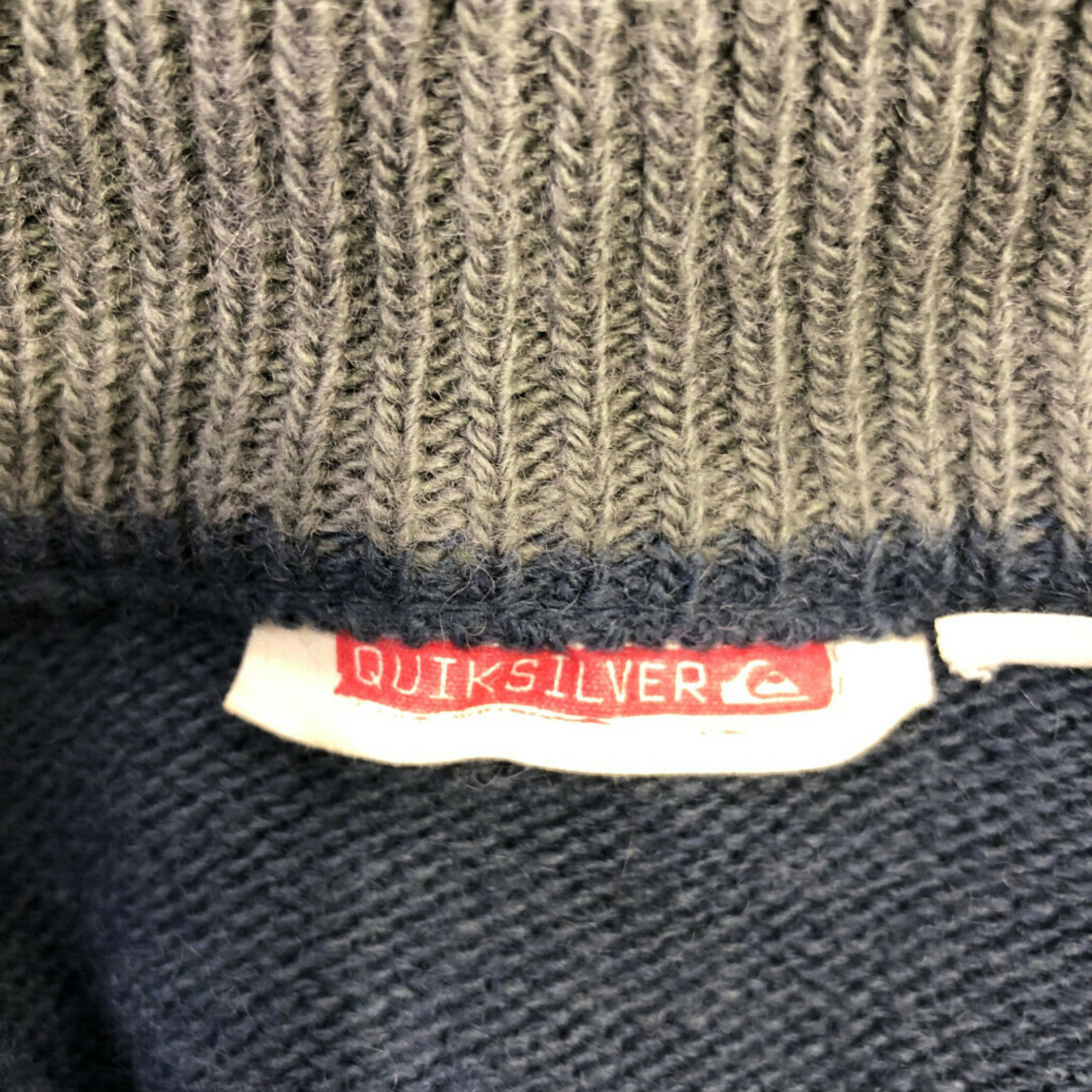 QUIKSILVER(クイックシルバー)のQuiksilver クイックシルバー ハーフジップ ドライバーズニット セーター ネイビー (メンズ M) 中古 古着 Q1226 メンズのトップス(ニット/セーター)の商品写真