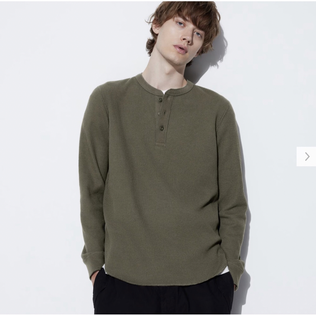 UNIQLO(ユニクロ)のユニクロ ワッフルヘンリーネックT（長袖） メンズのトップス(Tシャツ/カットソー(七分/長袖))の商品写真