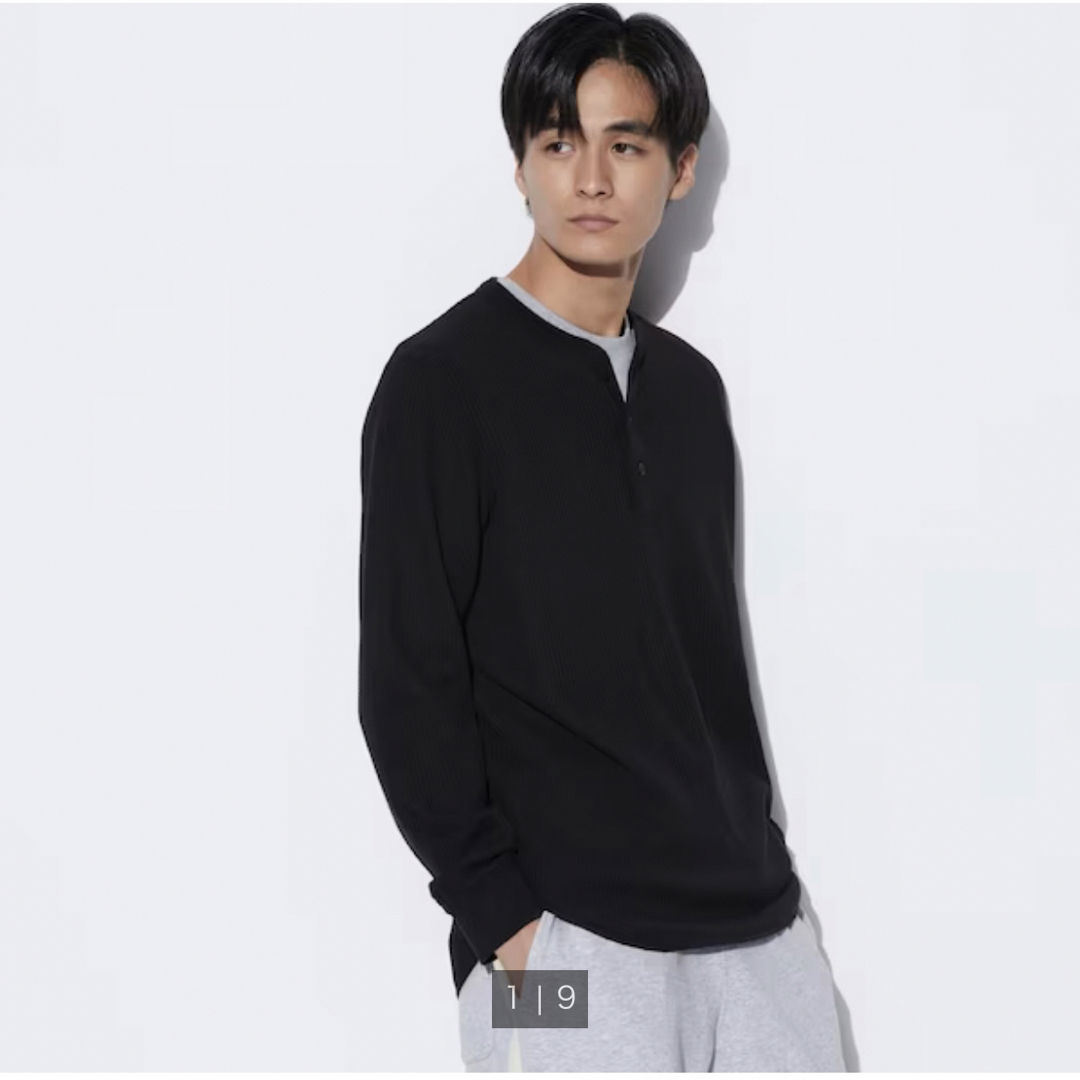 UNIQLO(ユニクロ)のユニクロ ワッフルヘンリーネックT（長袖） メンズのトップス(Tシャツ/カットソー(七分/長袖))の商品写真