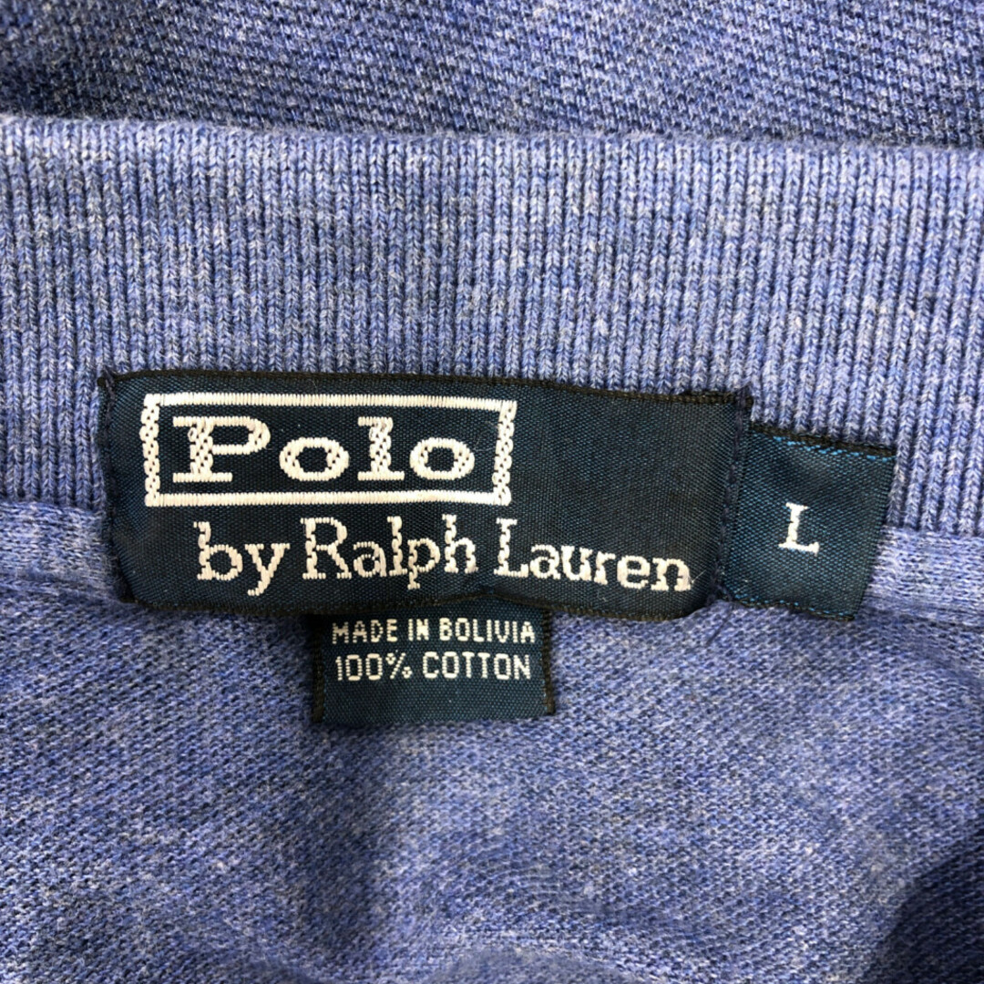 POLO RALPH LAUREN(ポロラルフローレン)のPolo by Ralph Lauren ポロ ラルフローレン 長袖ポロシャツ ブルー (メンズ L) 中古 古着 Q1229 メンズのトップス(ポロシャツ)の商品写真