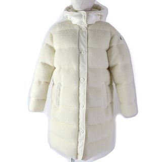 MONCLER - 極美品☆MONCLER モンクレール 2022年製 CHARAMILLON ロゴワッペン・フード付 ボアダウンコート ホワイト 0 ハンガー付き 正規品 レディース