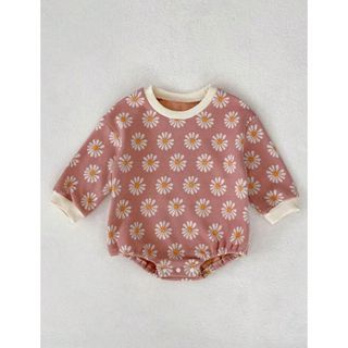 シーイン(SHEIN)のeqbaby 花柄ジャガード ロンパース(ロンパース)