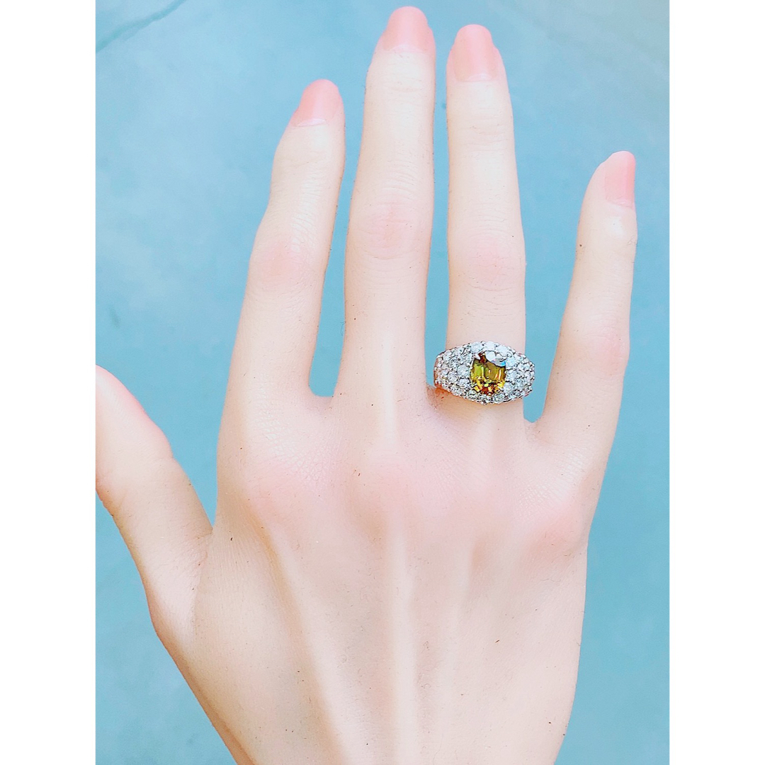 ★3.56ct★✨大粒スフェーン1.75ctダイヤモンドプラチナリング指輪 レディースのアクセサリー(リング(指輪))の商品写真