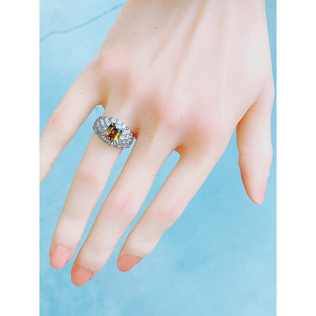 ★3.56ct★✨大粒スフェーン1.75ctダイヤモンドプラチナリング指輪 レディースのアクセサリー(リング(指輪))の商品写真