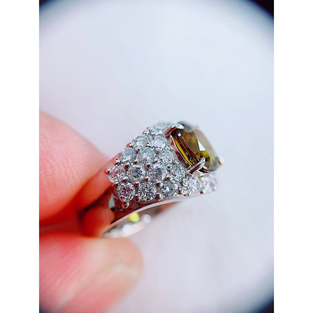 ★3.56ct★✨大粒スフェーン1.75ctダイヤモンドプラチナリング指輪 レディースのアクセサリー(リング(指輪))の商品写真