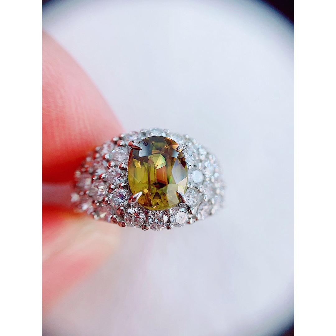 ★3.56ct★✨大粒スフェーン1.75ctダイヤモンドプラチナリング指輪 レディースのアクセサリー(リング(指輪))の商品写真