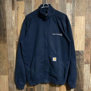 カーハート(carhartt)のカーハート メンズ フルジップ スウェット 企業ロゴ S ネイビー USA古着(スウェット)