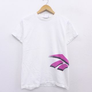 リーボック(Reebok)の古着 レディース 半袖 ビンテージ Tシャツ 90年代 90s リーボック REEBOK ビッグロゴ コットン クルーネック 白 ホワイト 21mar22 中古(ミニワンピース)